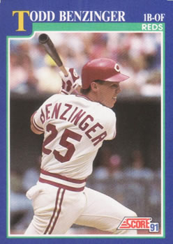#90 Todd Benzinger - Cincinnati Reds - 1991 Score Baseball