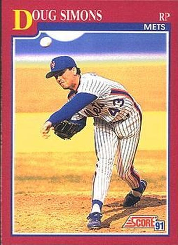 #91T Doug Simons - New York Mets - 1991 Score Rookie & Traded Baseball