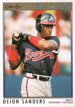 #91 Deion Sanders - Atlanta Braves - 1992 O-Pee-Chee Premier Baseball