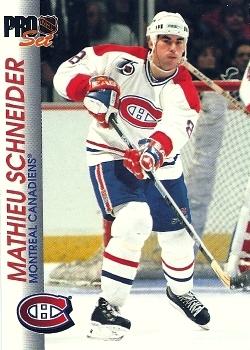 #91 Mathieu Schneider - Montreal Canadiens - 1992-93 Pro Set Hockey