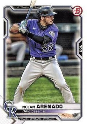 #91 Nolan Arenado - Colorado Rockies - 2021 Bowman Baseball