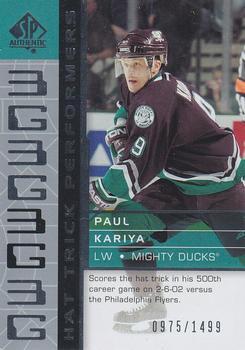 #91 Paul Kariya - Anaheim Mighty Ducks - 2002-03 SP Authentic Hockey