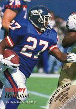 #91 Rodney Hampton - New York Giants - 1996 Fleer Football