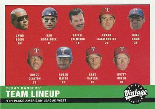 #91 Texas Rangers - Texas Rangers - 2001 Upper Deck Vintage Baseball