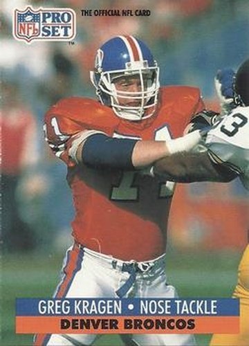 #492 Greg Kragen - Denver Broncos - 1991 Pro Set Football