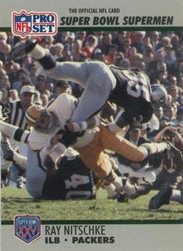 #92 Ray Nitschke - Green Bay Packers - 1990-91 Pro Set Super Bowl XXV Silver Anniversary Football