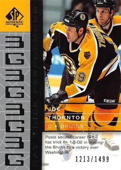 #92 Joe Thornton - Boston Bruins - 2002-03 SP Authentic Hockey