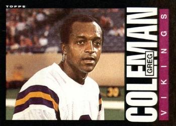 #92 Greg Coleman - Minnesota Vikings - 1985 Topps Football