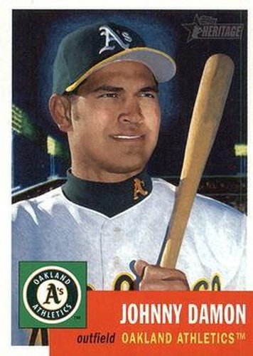 #92b Johnny Damon - Oakland Athletics - 2002 Topps Heritage Baseball
