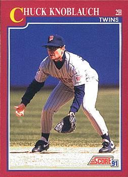 #93T Chuck Knoblauch - Minnesota Twins - 1991 Score Rookie & Traded Baseball