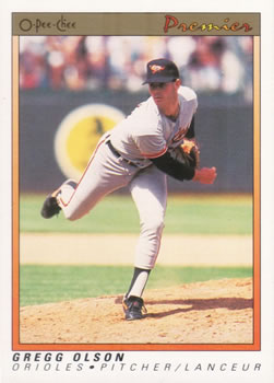 #93 Gregg Olson - Baltimore Orioles - 1991 O-Pee-Chee Premier Baseball
