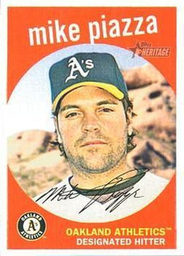 #93 Mike Piazza - Oakland Athletics - 2008 Topps Heritage Baseball