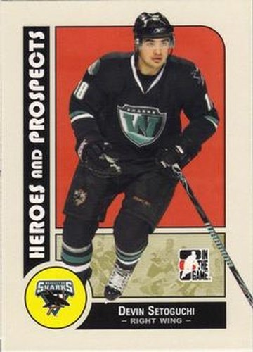 #24 Devin Setoguchi - Worcester Sharks - 2008-09 In The Game Heroes and Prospects Hockey