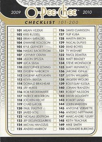 #497 Checklist - 2009-10 O-Pee-Chee Hockey