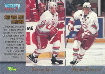 #95 Steven Lowe / Andre Payette / Dan Cloutier / Joe Thornton - Sault Ste. Marie Greyhounds - 1995 Classic Hockey