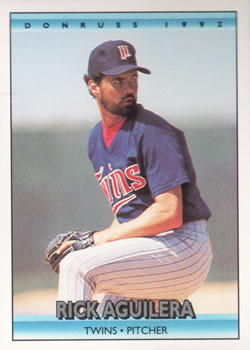 #95 Rick Aguilera - Minnesota Twins - 1992 Donruss Baseball