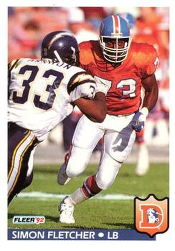 #95 Simon Fletcher - Denver Broncos - 1992 Fleer Football