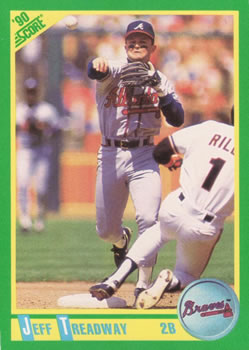 #95 Jeff Treadway - Atlanta Braves - 1990 Score Baseball