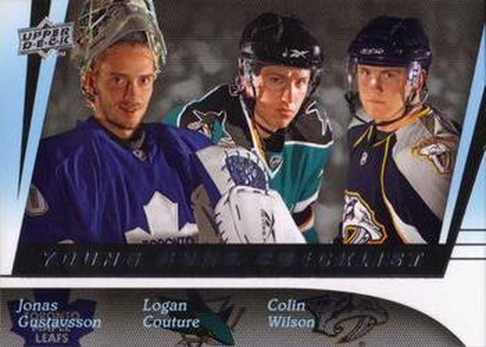 #500 Young Guns Checklist Jonas Gustavsson / Logan Couture / Colin Wilson - Toronto Maple Leafs / San Jose Sharks / Nashville Predators - 2009-10 Upper Deck Hockey