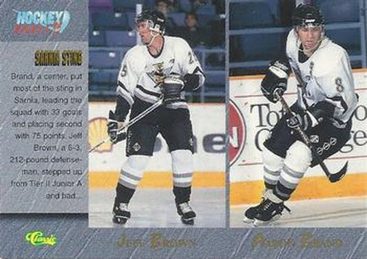 #96 Jeff Brown / Aaron Brand / Rob Guinn / Dennis Maxwell - Sarnia Sting - 1995 Classic Hockey