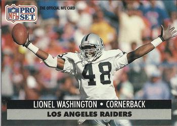 #196 Lionel Washington - Los Angeles Raiders - 1991 Pro Set Football