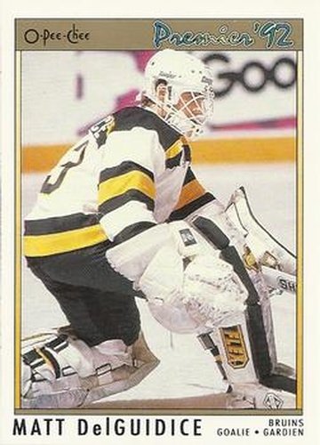 #96 Matt DelGuidice - Boston Bruins - 1991-92 O-Pee-Chee Premier Hockey