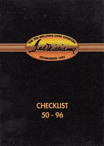 #96 Checklist - 1993 Ted Williams Baseball