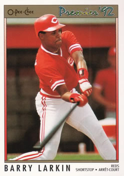 #96 Barry Larkin - Cincinnati Reds - 1992 O-Pee-Chee Premier Baseball