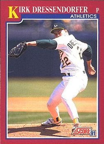 #97T Kirk Dressendorfer - Oakland Athletics - 1991 Score Rookie & Traded Baseball