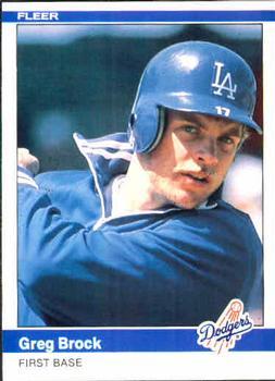 #98 Greg Brock - Los Angeles Dodgers - 1984 Fleer Baseball