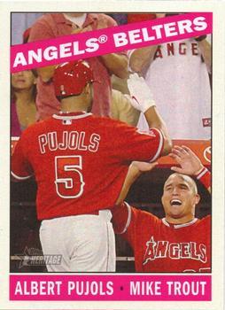 #99 Angels Belters Mike Trout / Albert Pujols - Los Angeles Angels - 2015 Topps Heritage Baseball