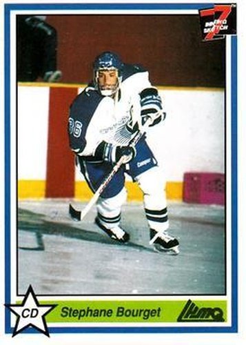 #99 Stephane Bourget - Shawinigan Cataractes - 1990-91 7th Inning Sketch QMJHL Hockey