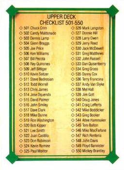 #699 Checklist: 501-600 - 1989 Upper Deck Baseball