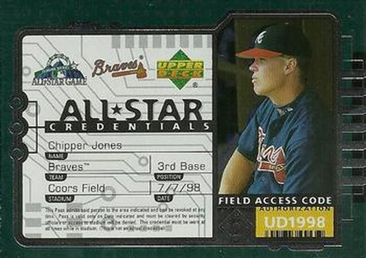 #AS16 Chipper Jones - Atlanta Braves - 1998 Upper Deck - All-Star Credentials Baseball