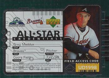 #AS22 Greg Maddux - Atlanta Braves - 1998 Upper Deck - All-Star Credentials Baseball