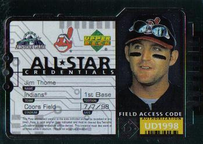 #AS23 Jim Thome - Cleveland Indians - 1998 Upper Deck - All-Star Credentials Baseball