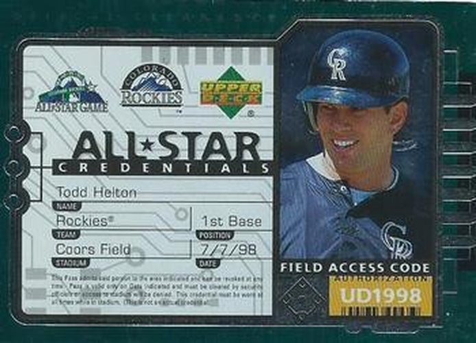 #AS29 Todd Helton - Colorado Rockies - 1998 Upper Deck - All-Star Credentials Baseball