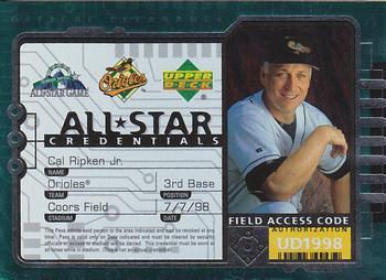#AS8 Cal Ripken Jr. - Baltimore Orioles - 1998 Upper Deck - All-Star Credentials Baseball