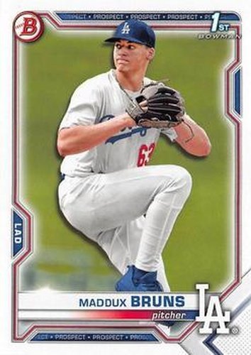 #BD-126 Maddux Bruns - Los Angeles Dodgers - 2021 Bowman Draft Baseball