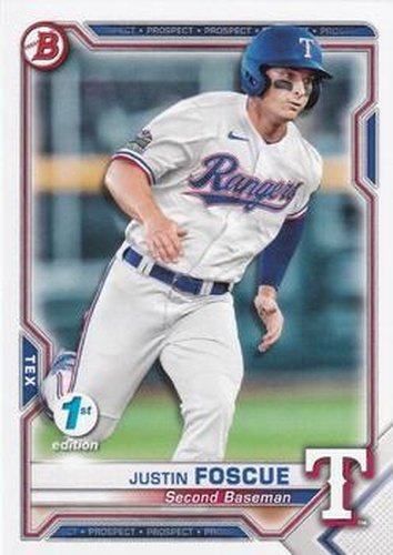 #BFE-41 Justin Foscue - Texas Rangers - 2021 Bowman 1st Edition Baseball