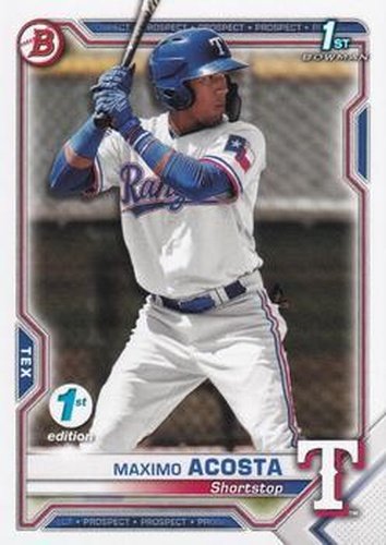 #BFE-7 Maximo Acosta - Texas Rangers - 2021 Bowman 1st Edition Baseball