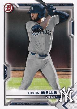 #BCP-47 Austin Wells - New York Yankees - 2021 Bowman - Chrome Prospects Baseball