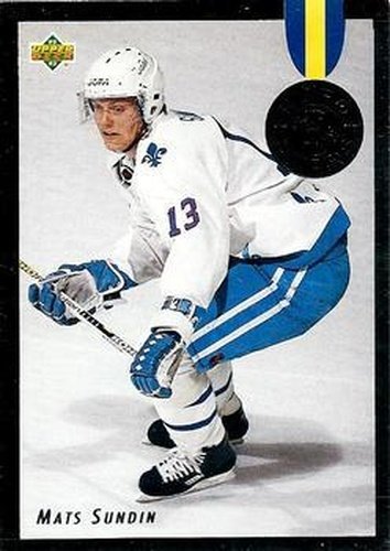 #E18 Mats Sundin - Quebec Nordiques - 1992-93 Upper Deck - Euro Stars Hockey