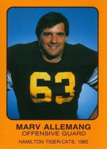 #NNO Marv Allemang - Hamilton Tiger-Cats - 1982 Hamilton Tiger-Cats Safety Football