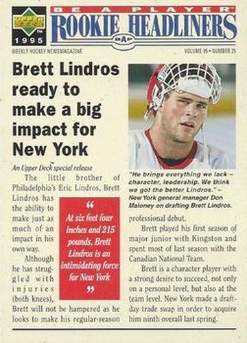 #R153 Brett Lindros - New York Islanders - 1994-95 Upper Deck Be a Player Hockey