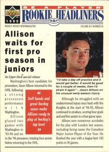 #R155 Jason Allison - Washington Capitals - 1994-95 Upper Deck Be a Player Hockey