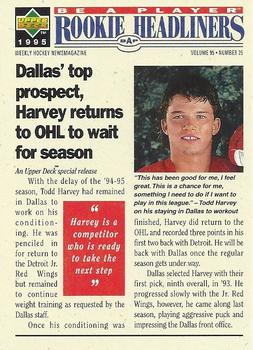 #R162 Todd Harvey - Dallas Stars - 1994-95 Upper Deck Be a Player Hockey