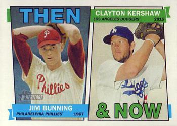 #TAN-BK Jim Bunning / Clayton Kershaw - Philadelphia Phillies / Los Angeles Dodgers - 2016 Topps Heritage - Then And Now Baseball