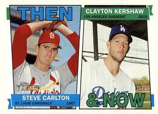 #TAN-CK Steve Carlton / Clayton Kershaw - St. Louis Cardinals / Los Angeles Dodgers - 2016 Topps Heritage - Then And Now Baseball