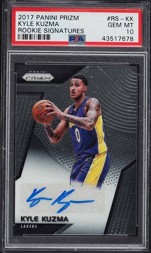 2017 PANINI PRIZM SIGNATURES KYLE KUZMA ROOKIE AUTO #RS-KK PSA 10 GEM MINT POP 109